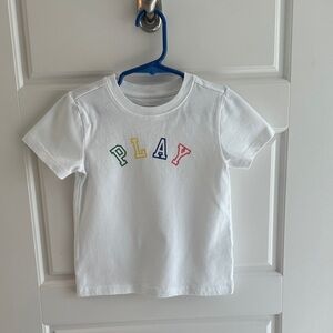 Kaavia James Union-Wade x Janie and Jack White Tee with Colorful PLAY Design